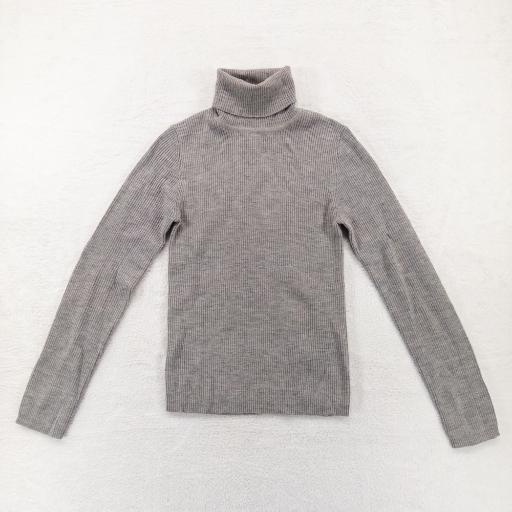 The Limited Womens Turtleneck Sweater XL Gray Merino Wool Ribbed Knit Classic